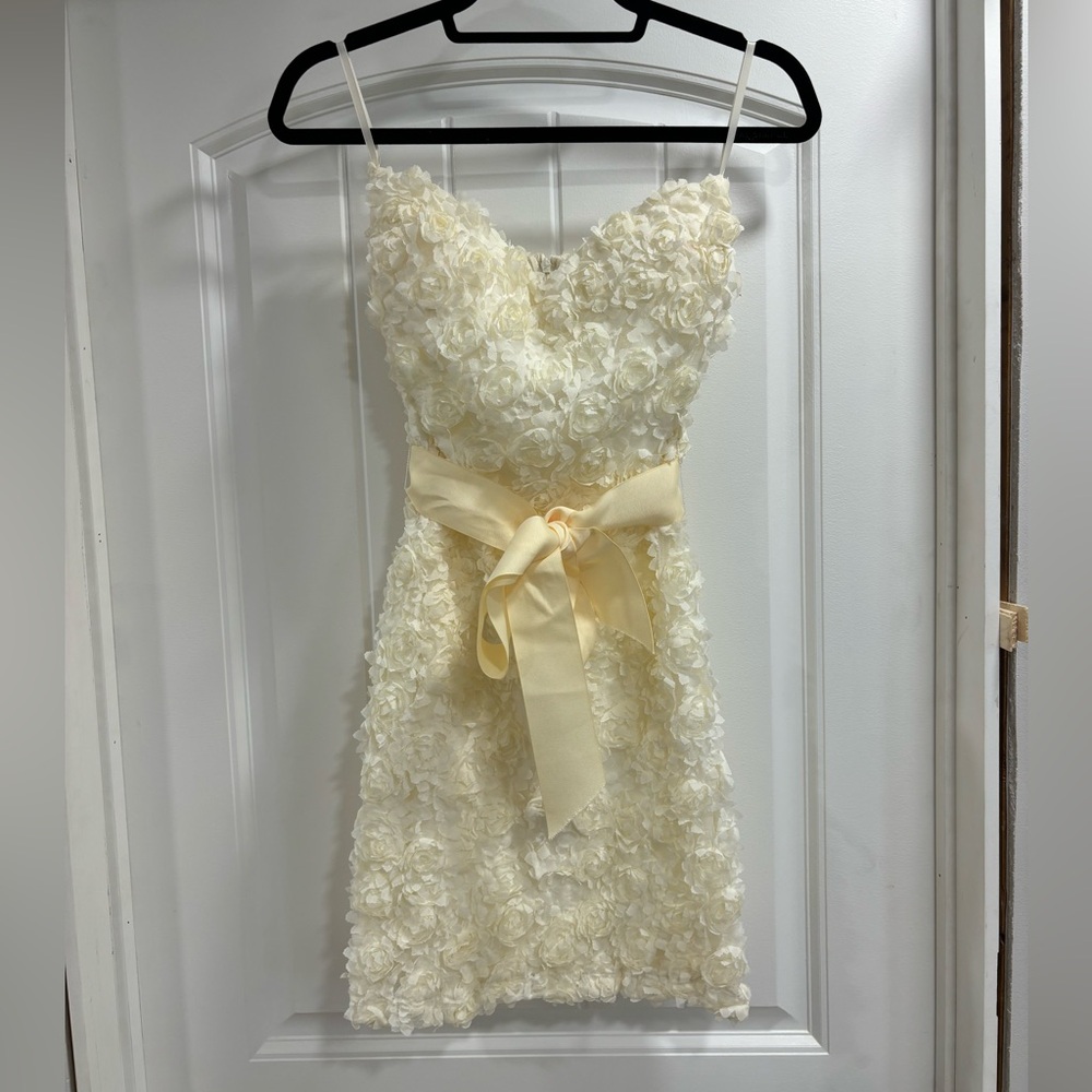 Va Va Voom Off White Mini Dress with 3D Flowers Size Small